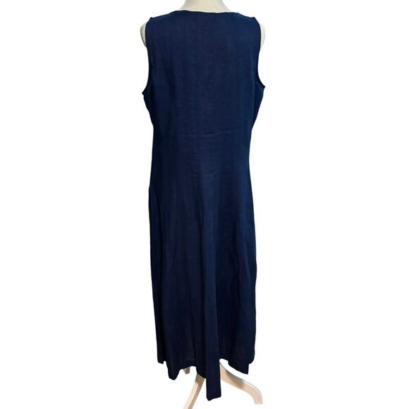 Choices Size M 100% Linen Midi Tank Dress Sleeveless Capsule Minimalist - Picture 2 of 5